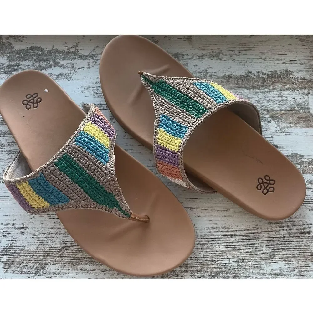 New The Sak Everly Sandal - Hand Crochet - Summertide Strip Size 10